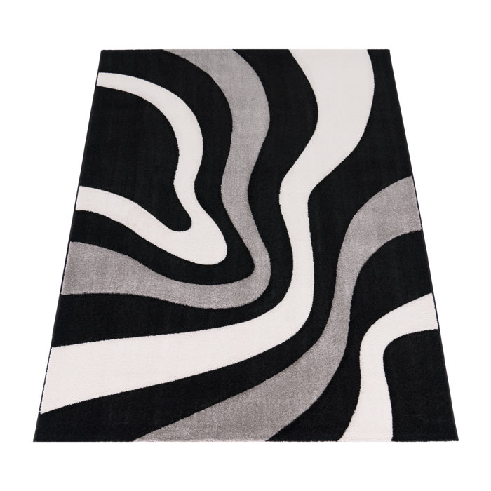 Zipcode Design Kynlee Black/Grey/White Rug & Reviews Wayfair.co.uk